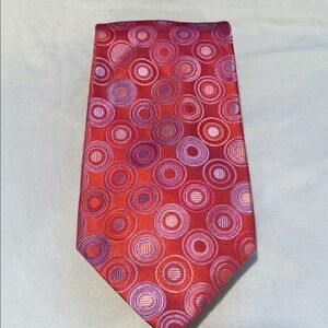 Ted Baker textured Vibrant Red and Pink Circle Pattern Tie